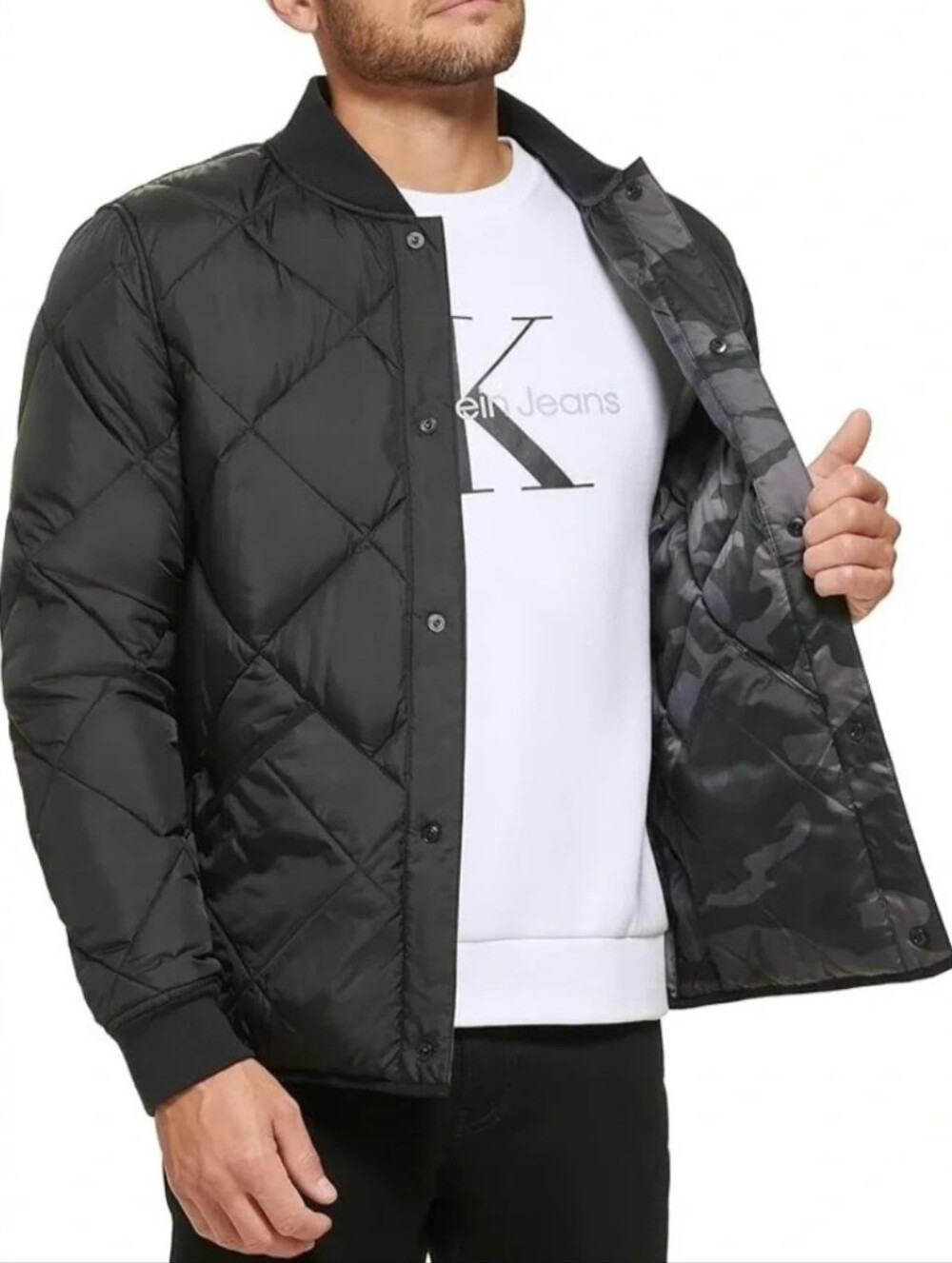 Calvin Klein Reversible Black Quilted Puffer Jacket. NWT, Size Medium